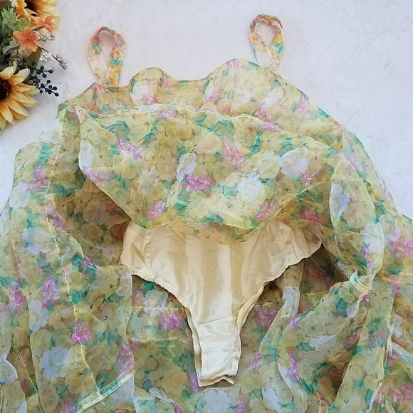 For Love & Lemons Vikki Sheer Tiered Floral Dress - Picture 10 of 11